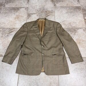 Burberry London Kensington Mens 43 Reg Window Pane Silk Blend Blazer